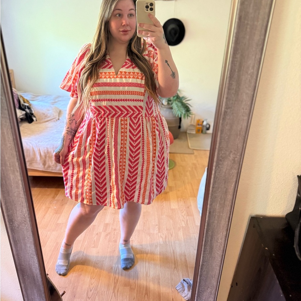 Red and White Striped Dress